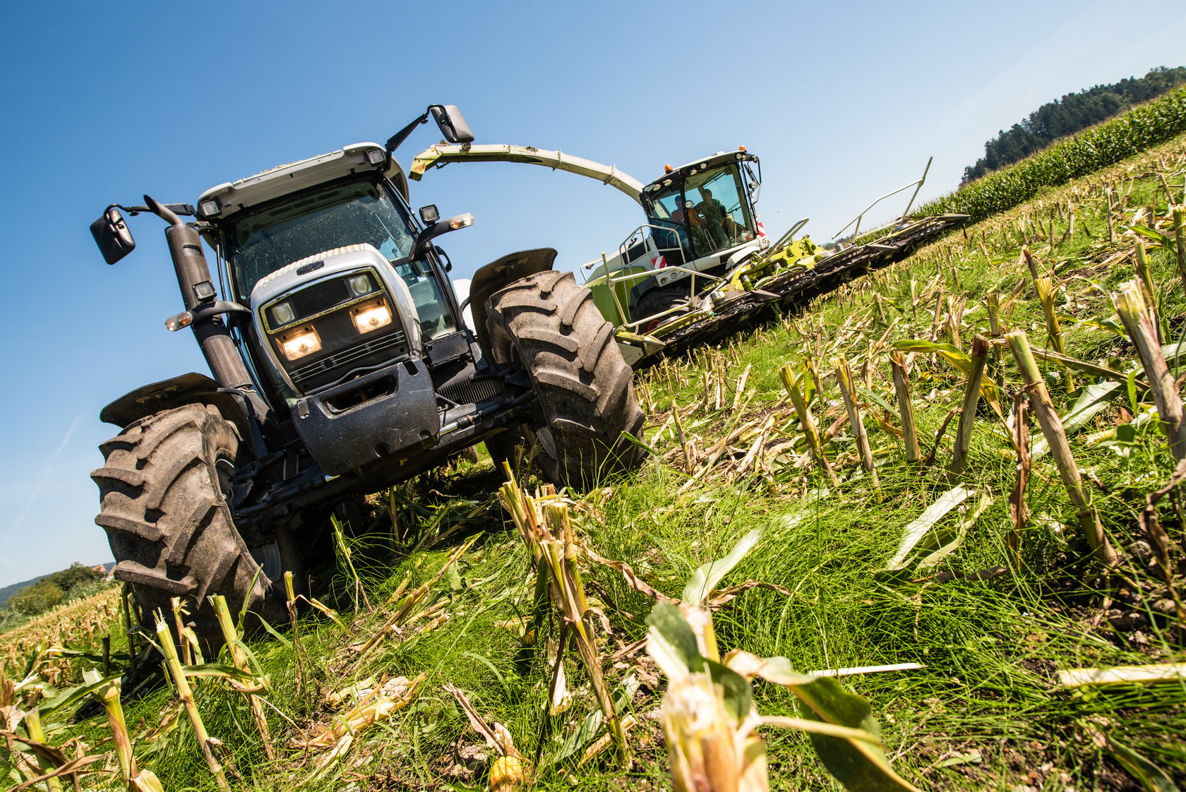 Agricultural machinery in field